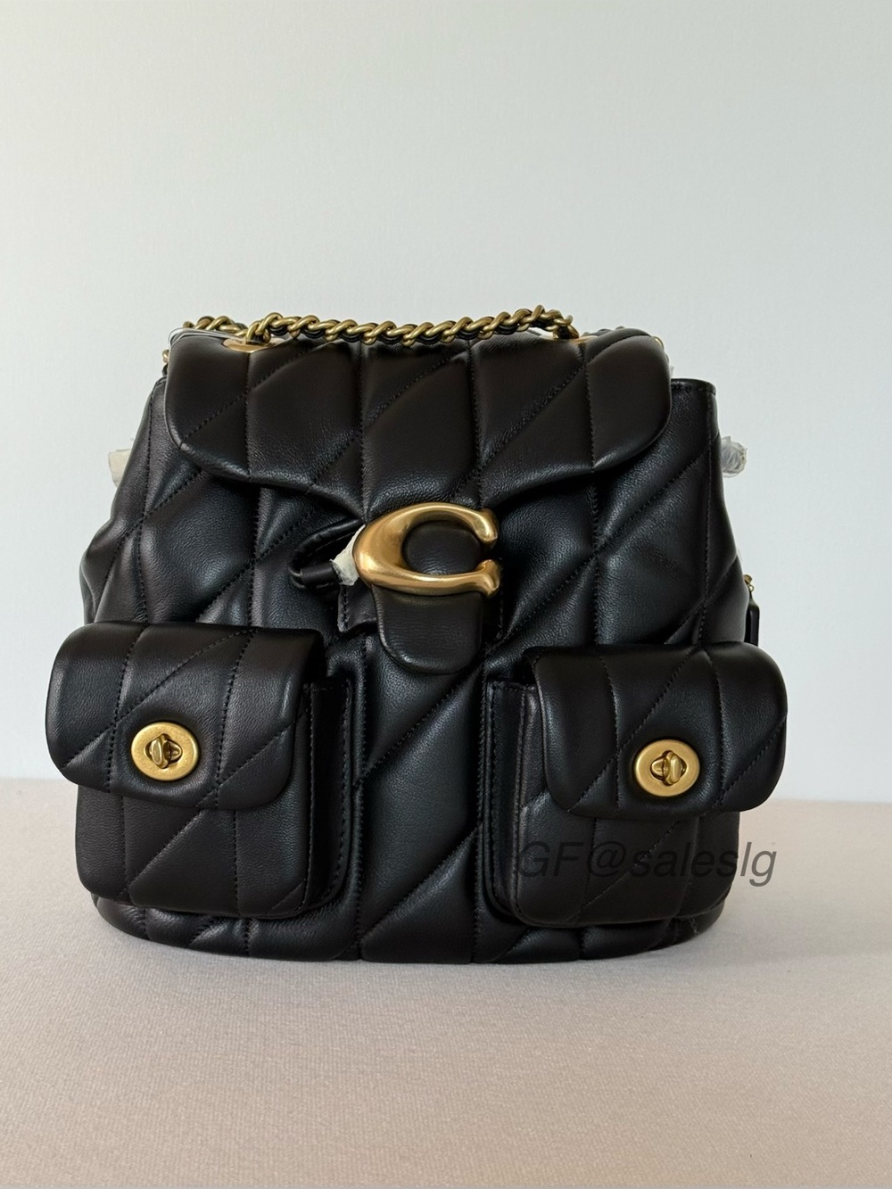 NWT Coach Tabby Quilted Nappa Leather Convertible Backpack CU076 Black Gold